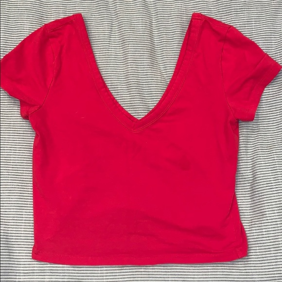 Pacsun Red V neck Crop top Medium - Picture 3 of 6